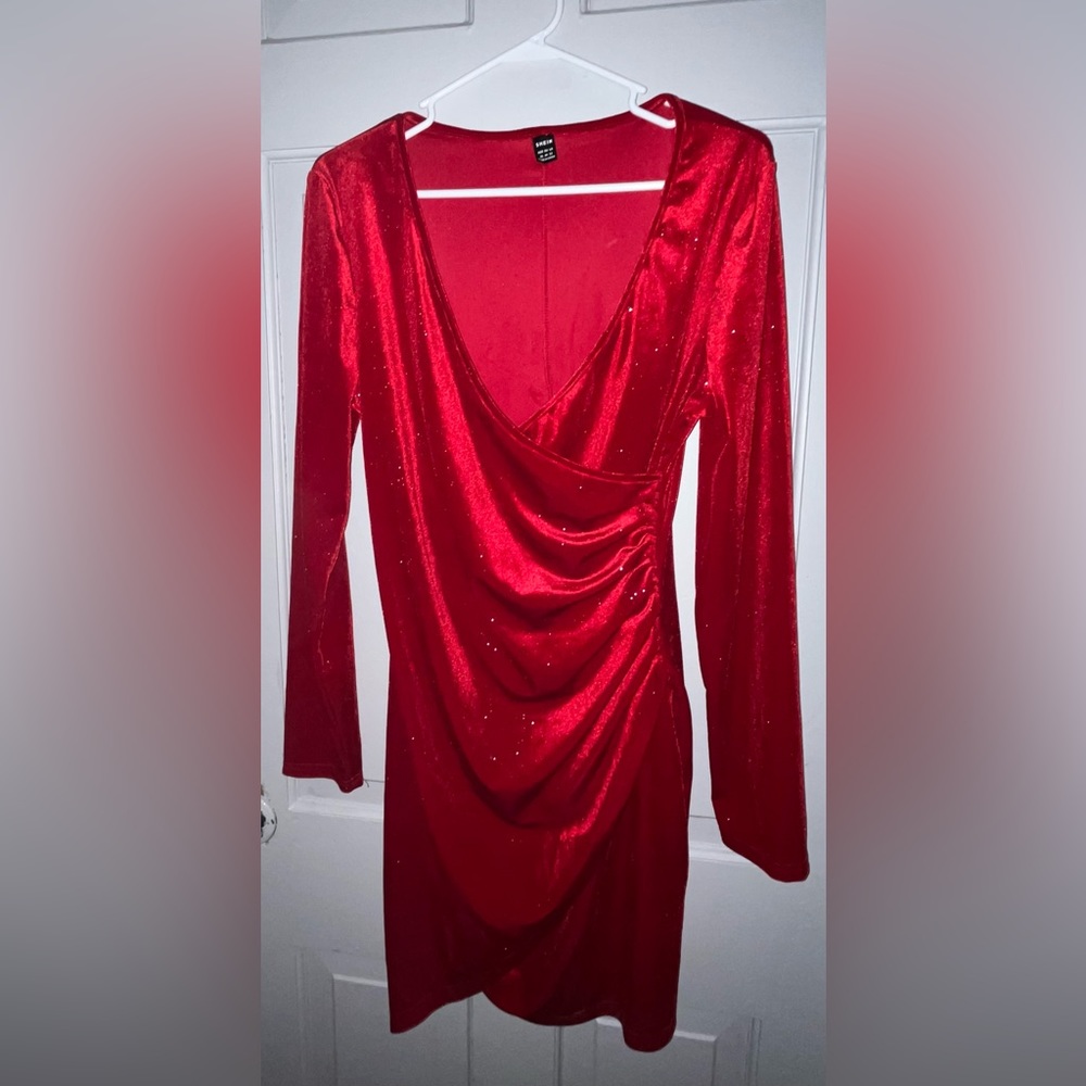 SHEIN Red Velvet Dress